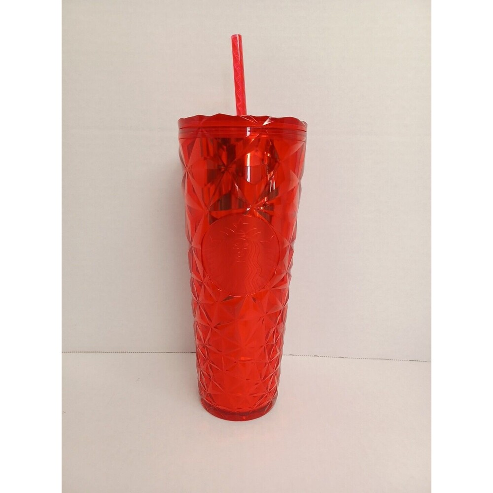 Starbucks Holiday 2023 24 Oz Venti Tumbler Poinsettia Red Prism Cold Cup‎